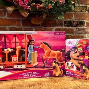 DreamWorks spirit untamed Lucky train home nwt  and spirit stackable Apple game